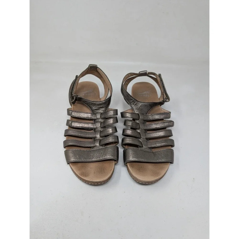 Dansko Athena Pewter‎ Nappa Size EU 37 Bronze Gold Gladiator Sandal Adjustable